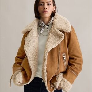 Mark Alan New York - Women's Camel-tan Faux Shearling Aviator Jacket - Size M